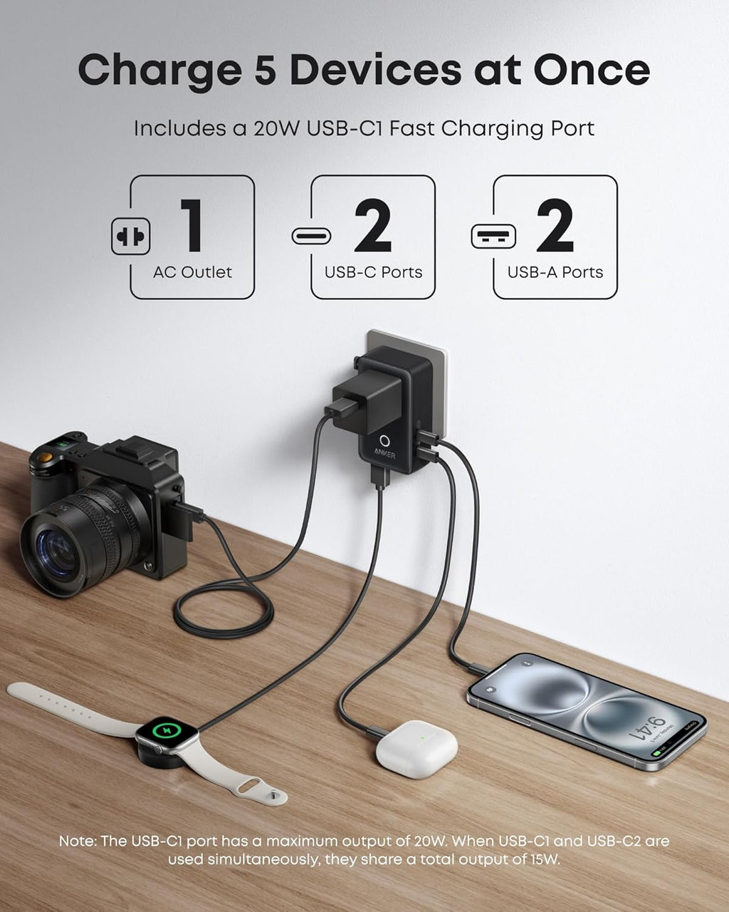 Nano Travel Adapter (5-in-1, 20W, 1-Pack) W3