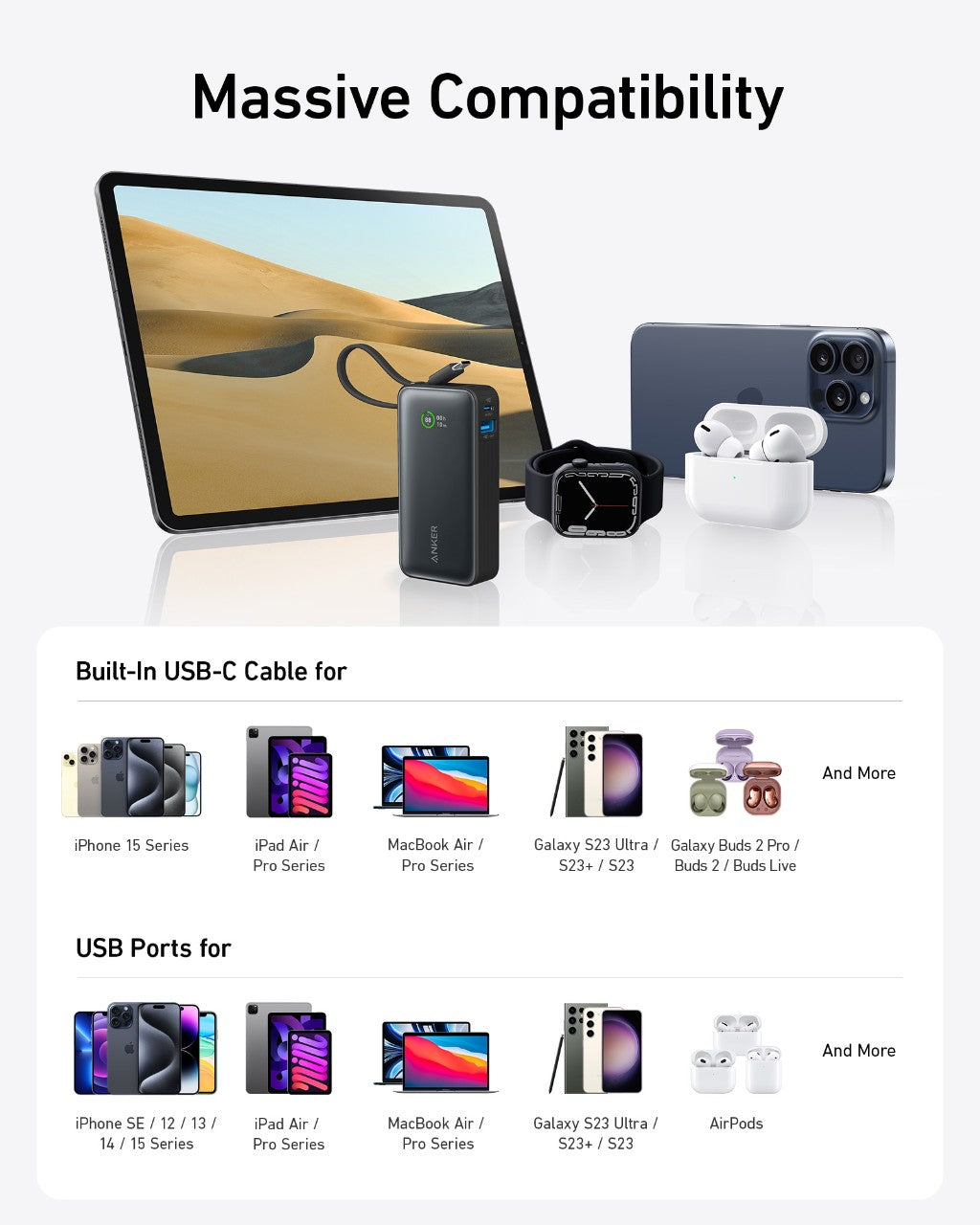 Nano Power Bank (30W, Built-In USB-C Cable) X0
