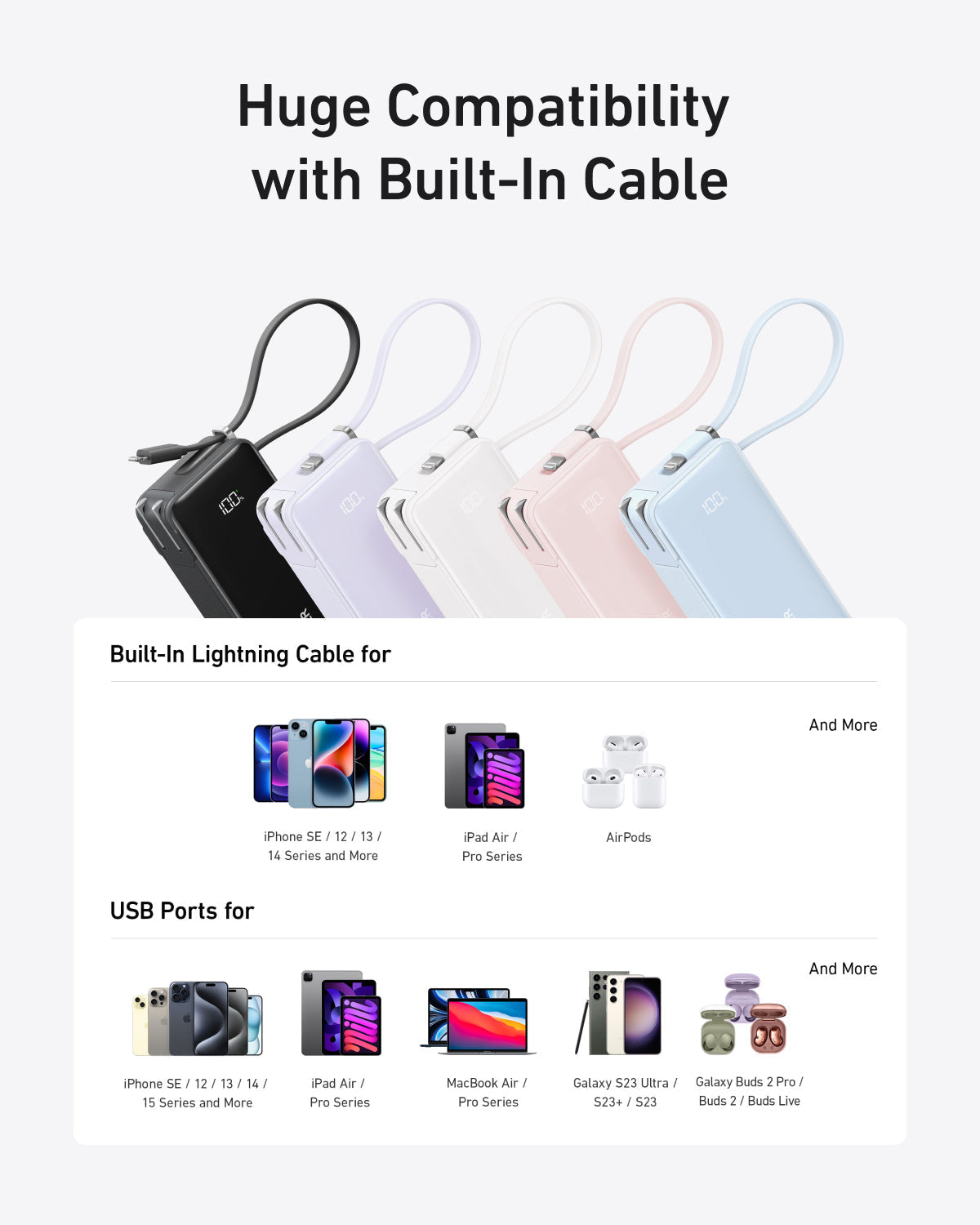 Power Bank (10K, Fusion, Built-In Cable) O7