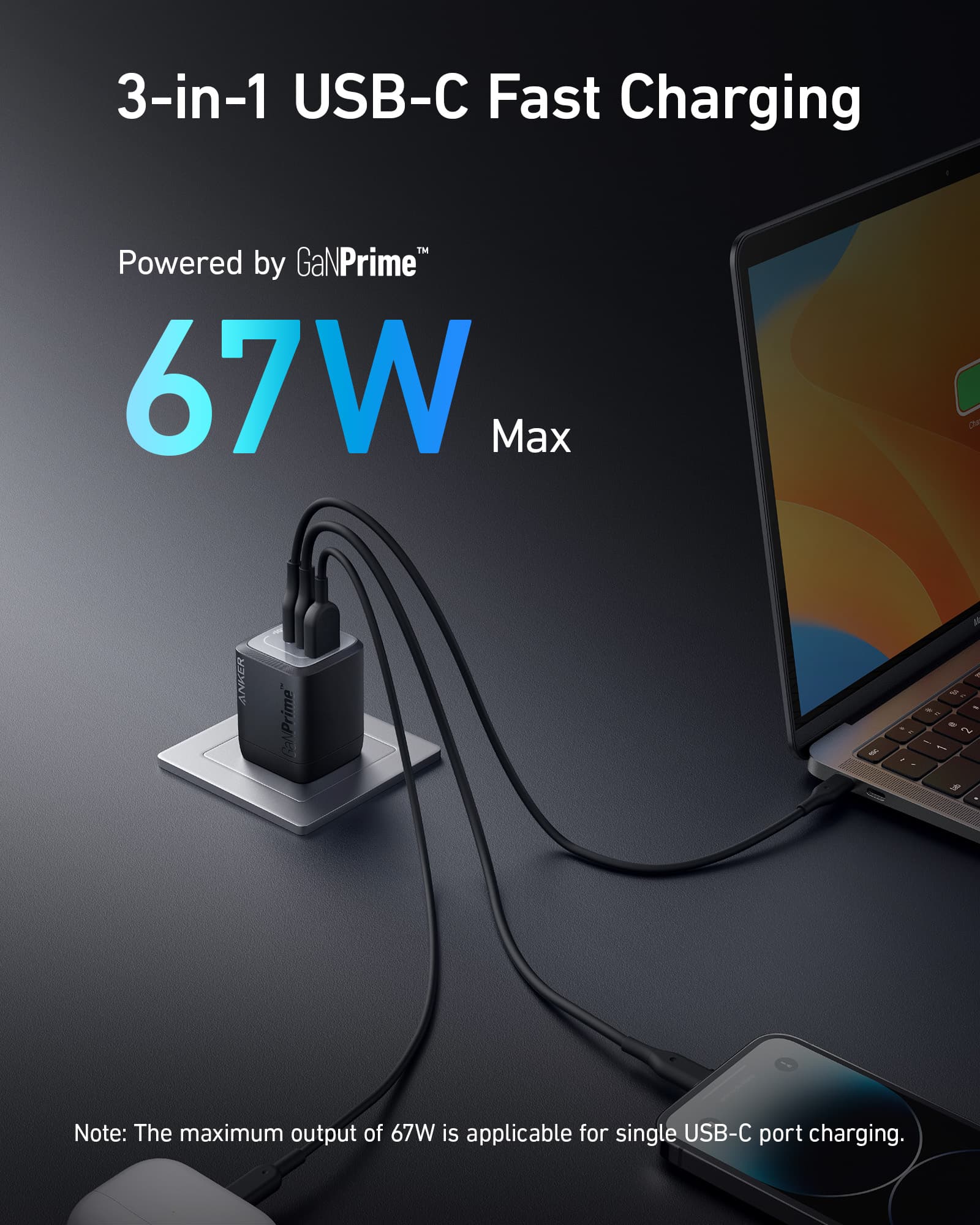 Prime 67W GaN Wall Charger (3 Ports) 2-Pack Z5