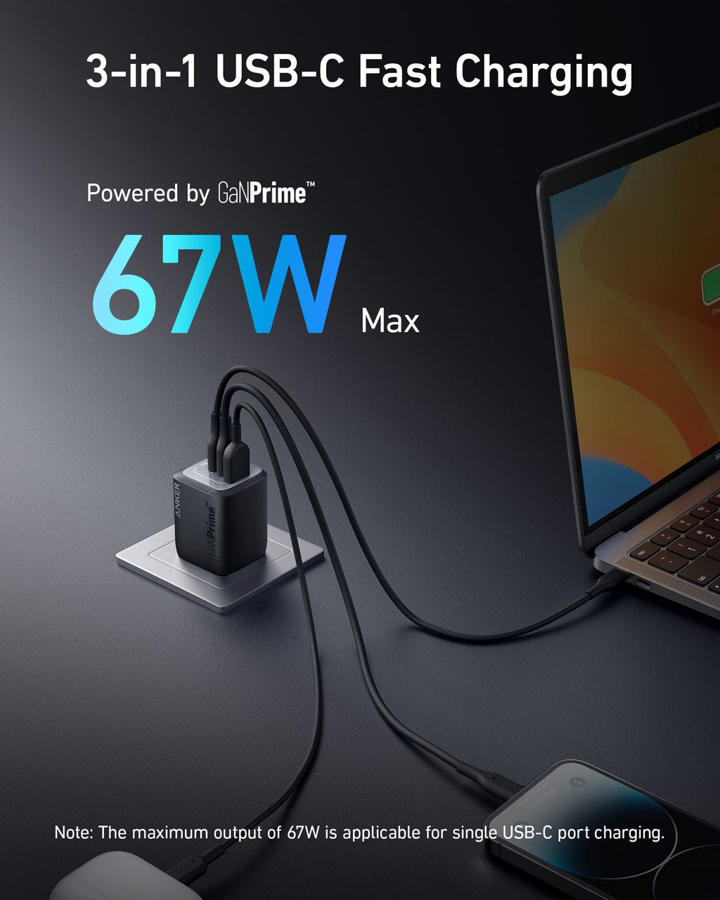 Prime 67W GaN Wall Charger (3 Ports) H3