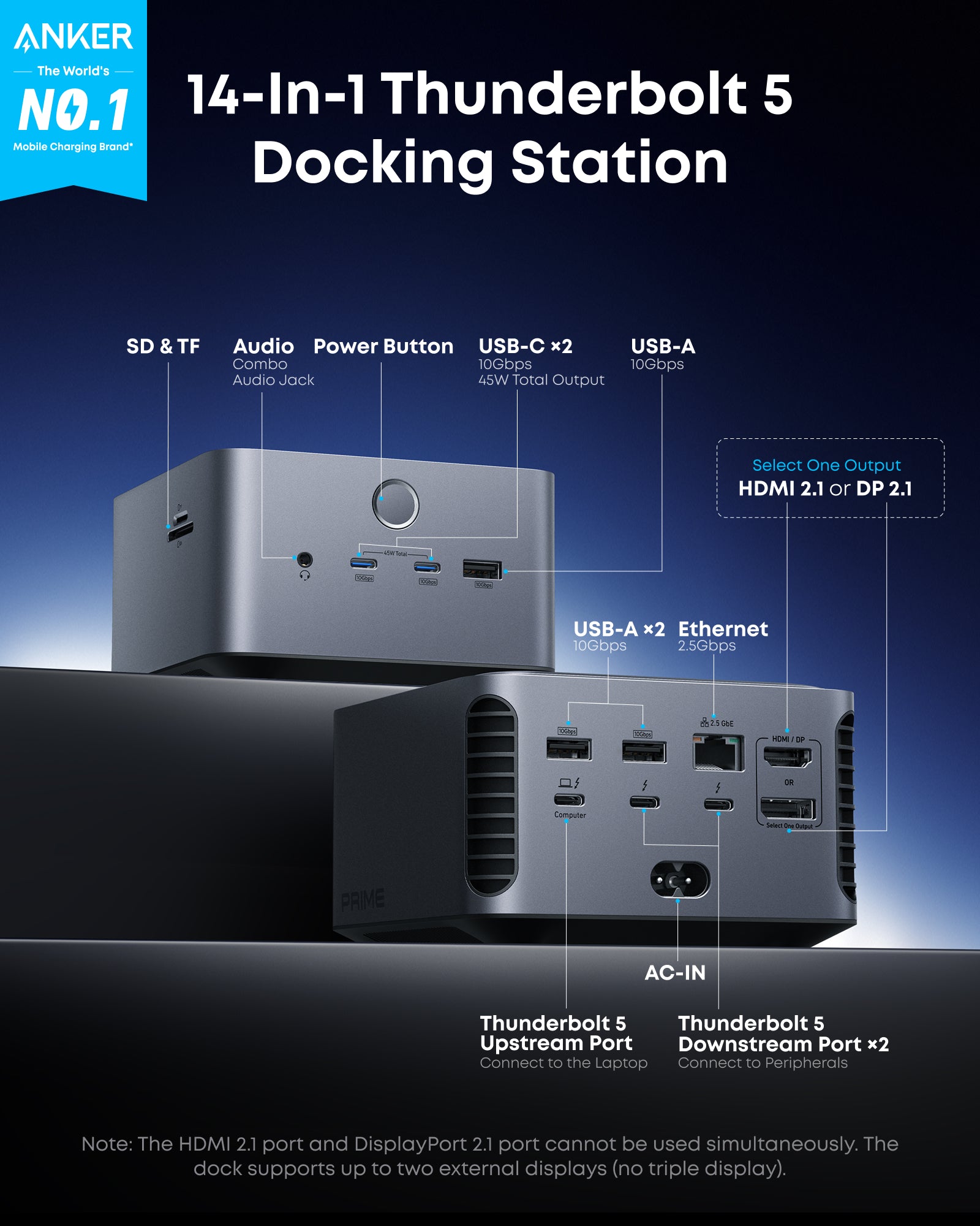 Prime TB5 Docking Station (14-in-1, 8K, Thunderbolt 5) W4