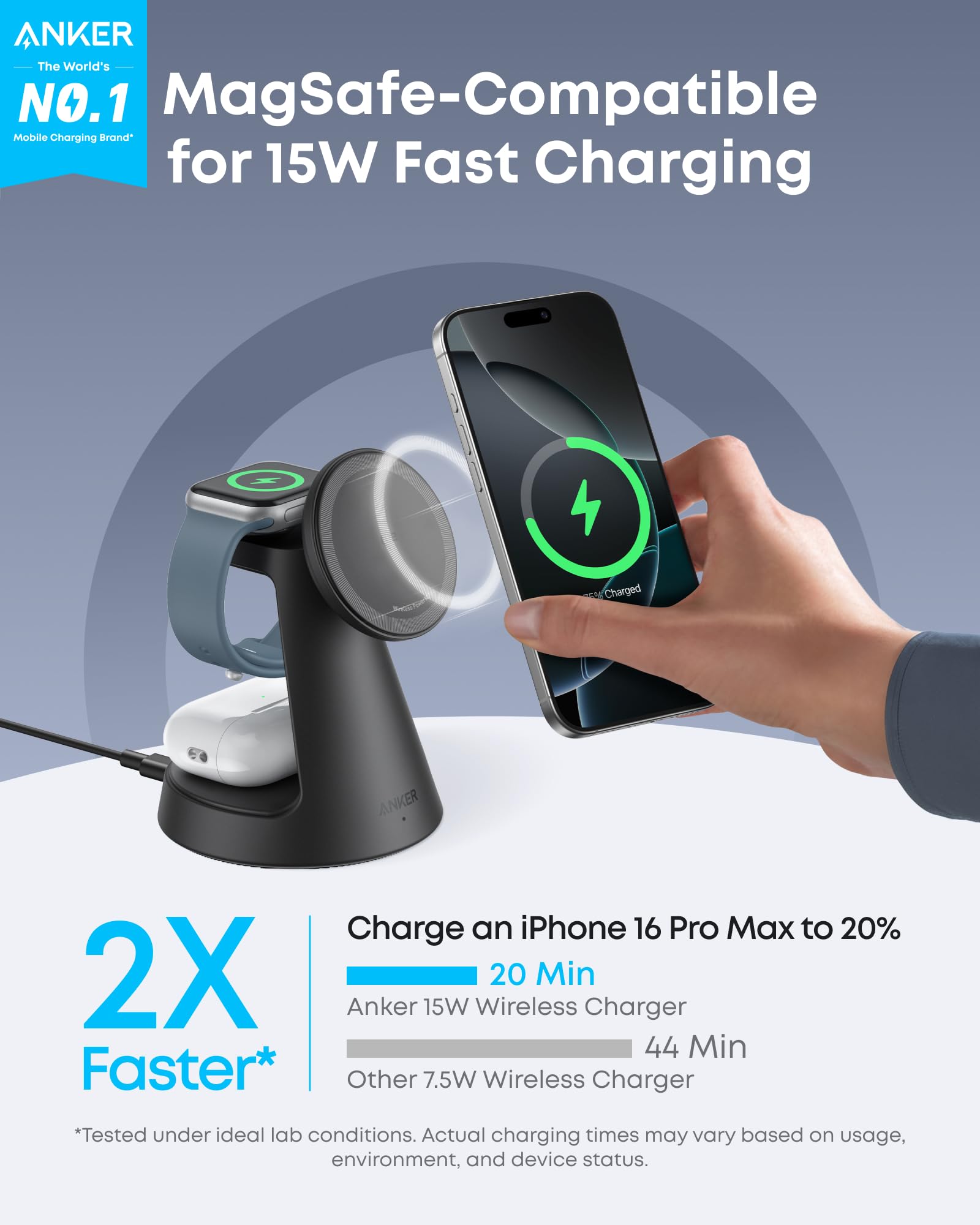 MagGo Wireless Charging Station (3-in-1, Dock Stand) H1