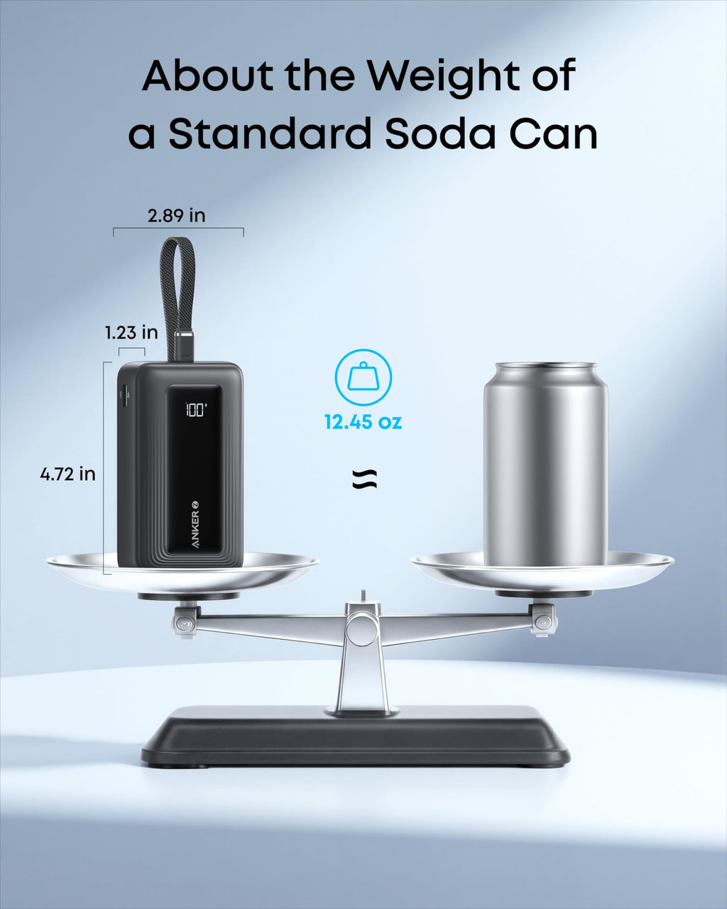 Zolo Power Bank (10K, 30W) with a 5.4-inch (13.7 cm) built-in USB-C cable. I3