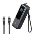 Laptop Power Bank (25K, 165W, Built-In and Retractable Cables) and USB-C to USB-C Cable (6 ft, 240W, Upcycled-Braided) C2