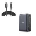 575 USB-C Docking Station (13-in-1) and New Nylon USB-C to USB-C 100W Cable (10 ft) O2