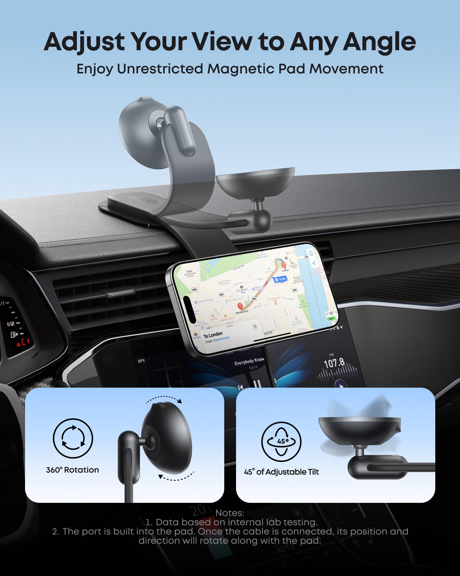 Nano Wireless Car Charger (Magnetic, Detachable Pad) X9