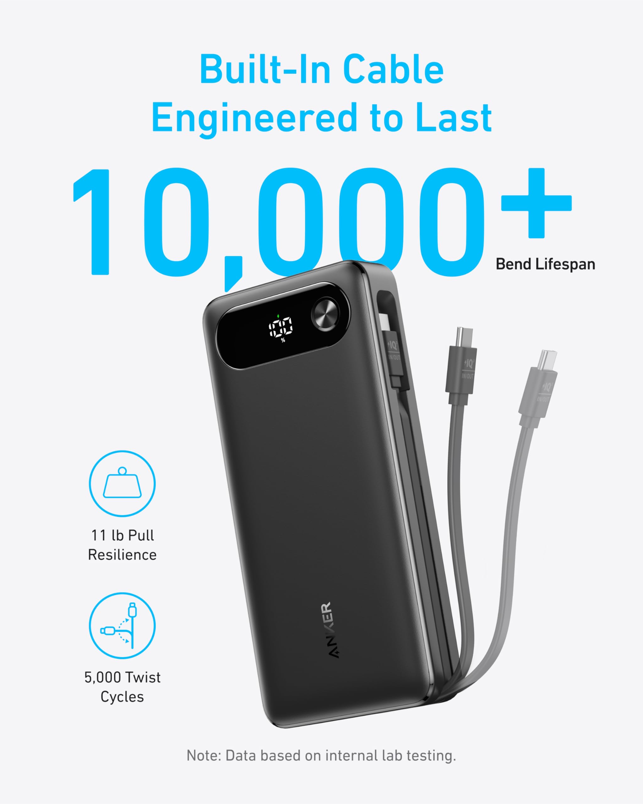 Power Bank (20K, 87W, Built-In USB-C Cable) P1